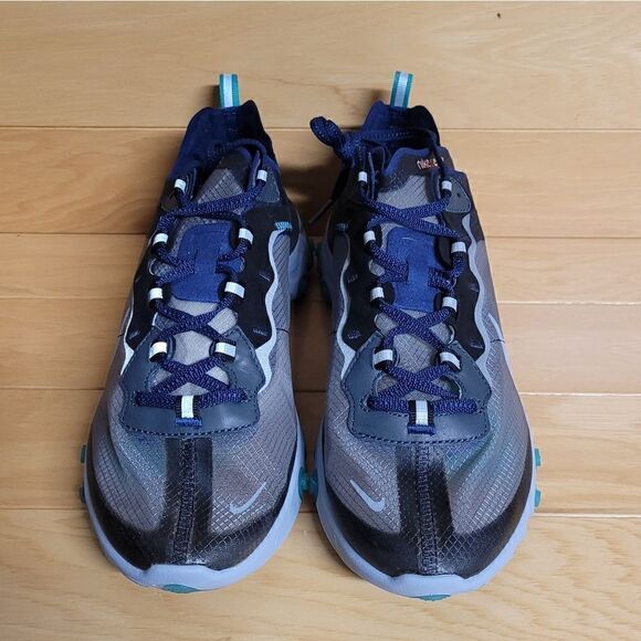 Nike React Element 87 Black Midnight Navy Blue Size 10 Running Shoe AQ1090-005 - Picture 5 of 12